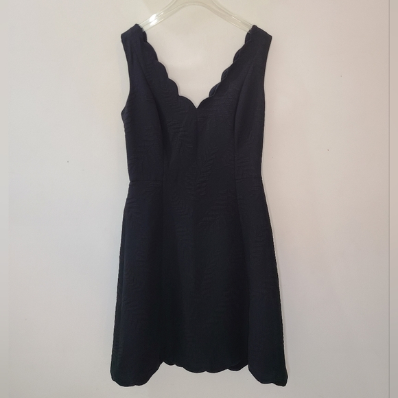 Lilly Pulitzer Sabeen Stretch Dress in Black Onyx Fern Pucker Jacquard Sz 4 - Picture 5 of 16